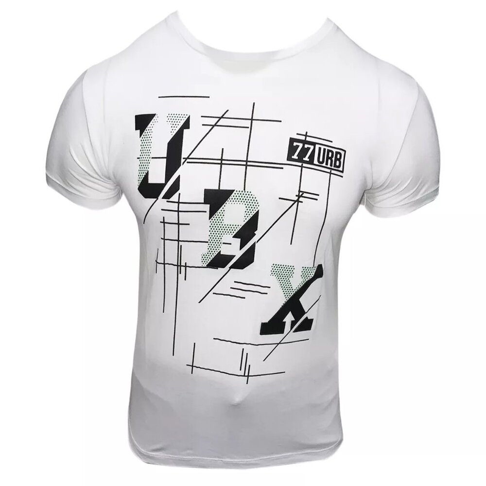 NWT URBAN X 77 FASHION MEN'S WHITE CREW NECK SHORT SLEEVE T-SHIRT SIZE S L